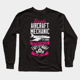 Female Aircraft Mechanic Gift Long Sleeve T-Shirt